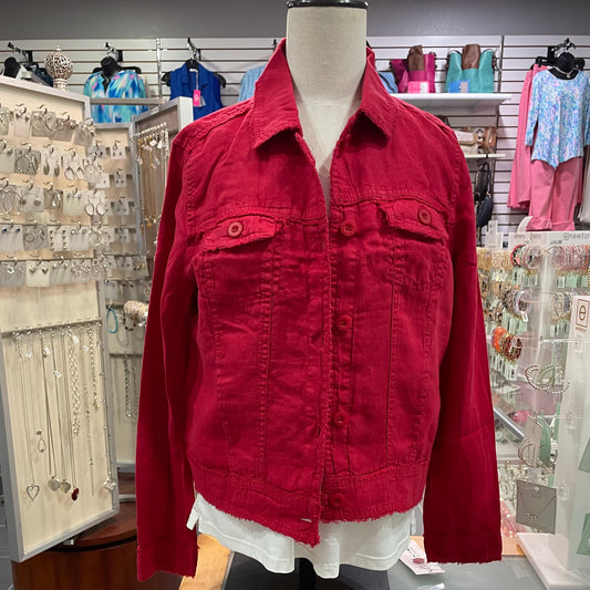 LuluB Crimson Red Linen Jacket